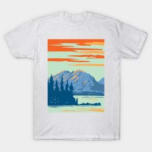 Leigh Lake in Grand Teton National Park Wyoming USA WPA Art Poster T-Shirt